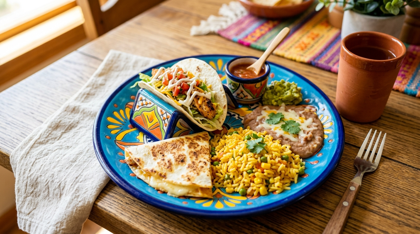 Colorful kid-friendly Mexican plate